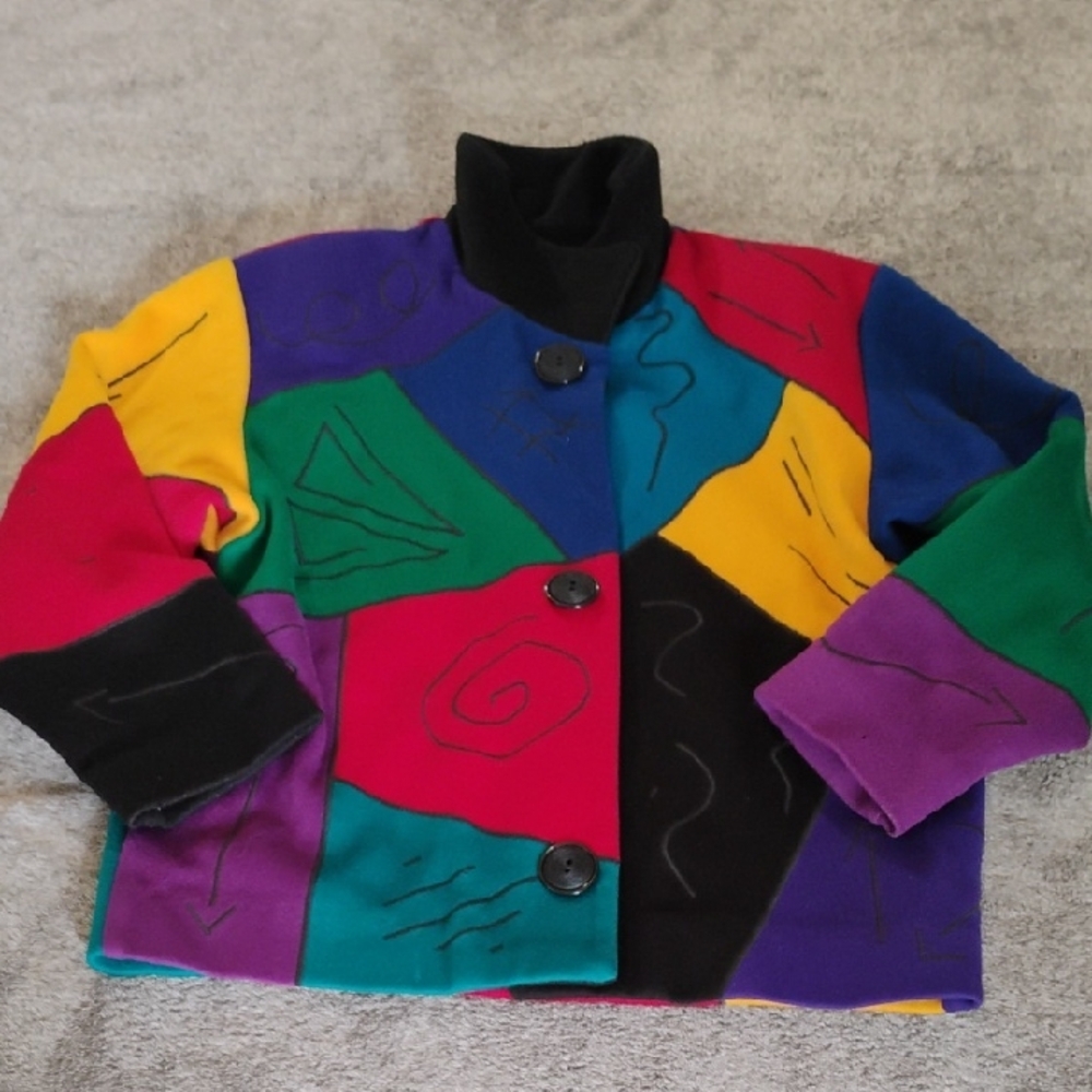 Marylou Ozbolt Storer Color Block Wool Jacket Art To Wear Fiber art